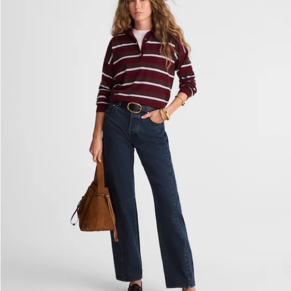 Madewell The Pieced Barrel-Leg Full-Length Jean in Blue Black Wash Size 29 NWT